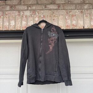 BLACK PERMATEX Y2K "ANGEL" ZIP UP HOODIE